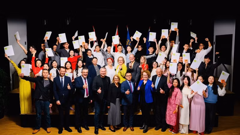 At the graduation ceremony 