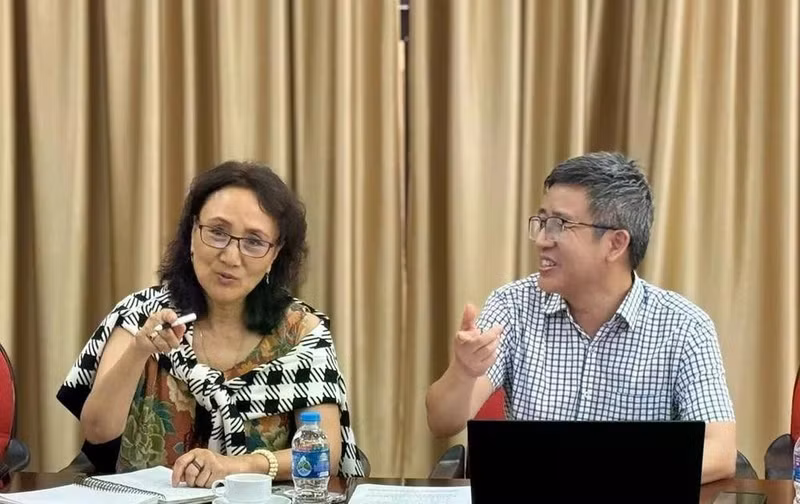 Bagie Sherchand, Director of Strategic Partnerships and Alliances at the National Cooperative Business Association – CLUSA International (left) and Ngo Xuan Nam, Deputy Director of the Viet Nam Sanitary and Phytosanitary Notification Authority and Enquiry Point at a working session in Ha Noi on June 5. (Photo: VNA) 