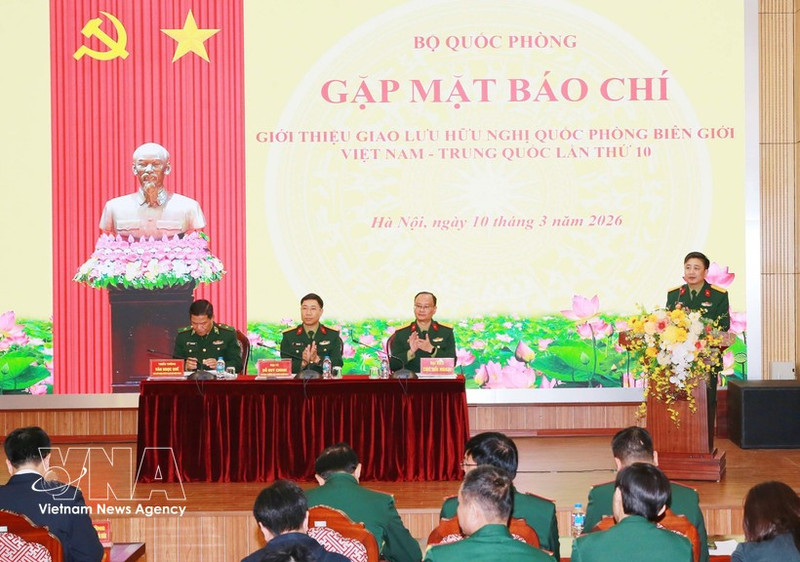An overview of the press briefing in Ha Noi on March 10 to introduce the 10th Viet Nam–China Border Defence Friendship Exchange. (Photo: VNA)