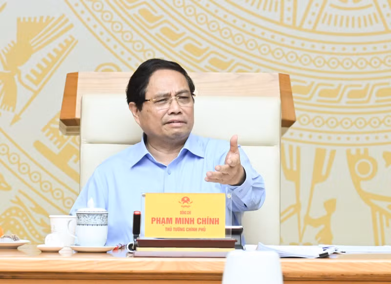 Prime Minsiter Pham Minh Chinh speaks at the event