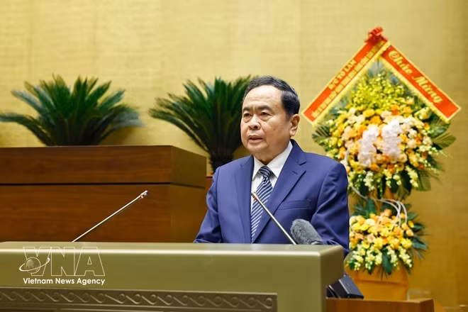 NA Chairman Tran Thanh Man addresses the conference (Photo: VNA)