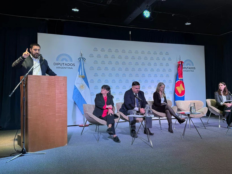 Journalist and scholar Gaston Fiorda addresses the seminar held in Buenos Aires on June 12 (Photo: VNA)