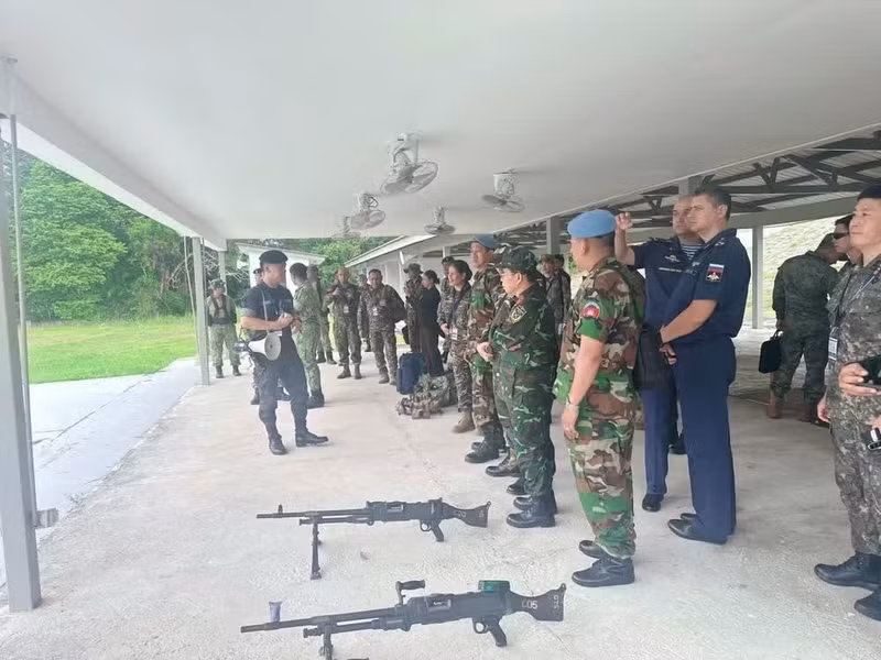 Delegates conduct a site visit to the planned venue for the upcoming multinational exercise. (Photo published by VNA)