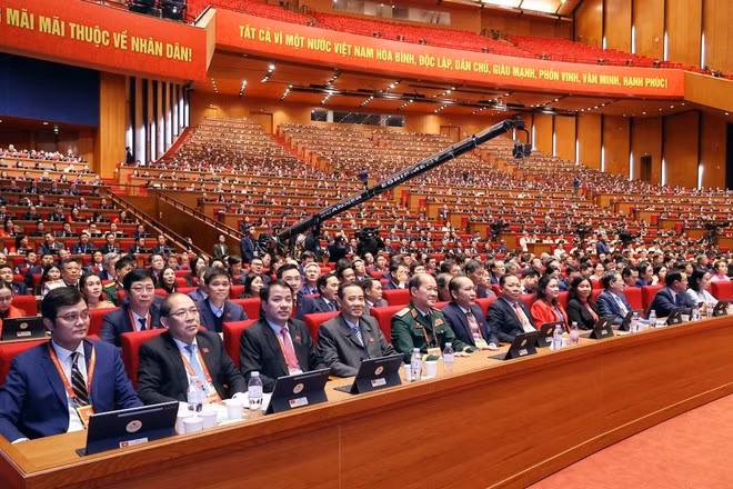 Delegates to the 14th National Party Congress at the congress hall on January 21. (Photo: VNA)