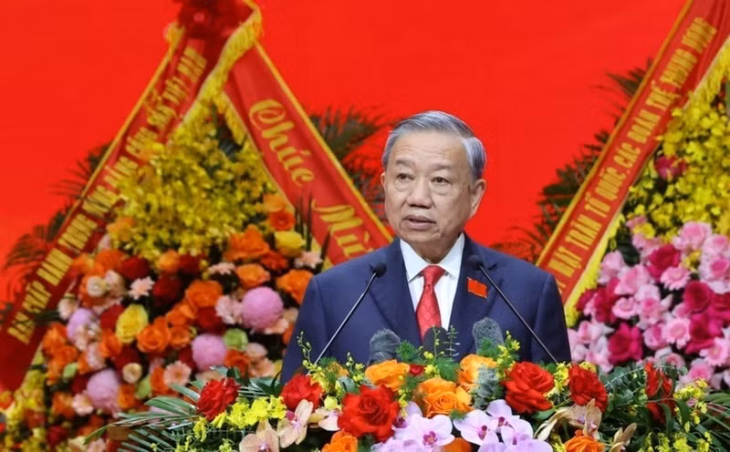 Party General Secretary To Lam addresses the first Congress of the Government Party Organisation in Hanoi on October 13. (Photo: VNA)