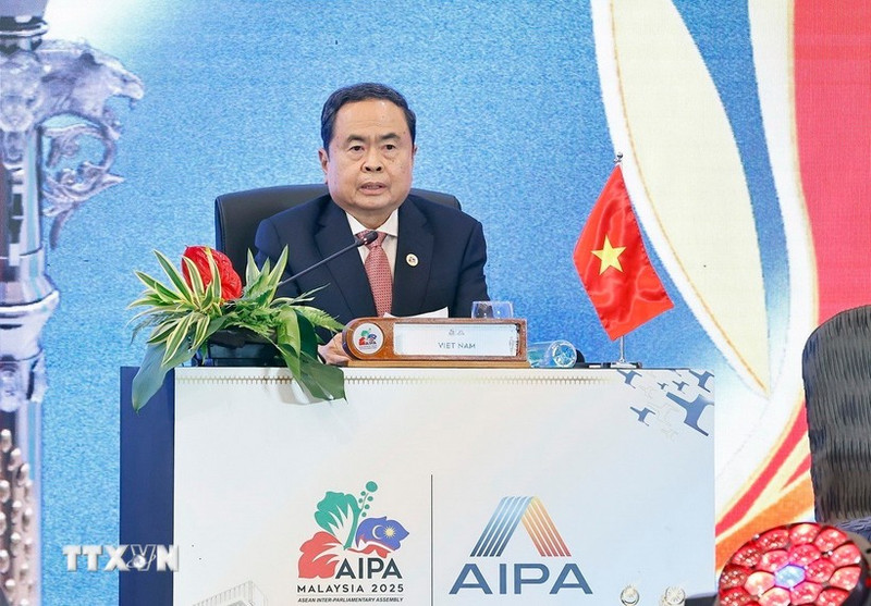 Chairman of the Vietnamese National Assembly Tran Thanh Man addressing the first plenary session of the 46th AIPA General Assembly (Photo: VNA)