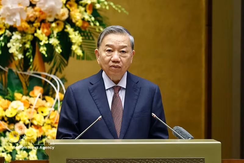 Party General Secretary To Lam speaks at the national conference to review the election of deputies to the 16th National Assembly and People’s Councils at all levels for the 2026–2031 term. (Photo: VNA)