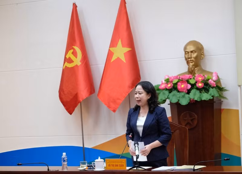 Vice President Vo Thi Anh Xuan speaks at the working session with the Election Committee of Lam Dong province on February 5. (Photo: VNA)