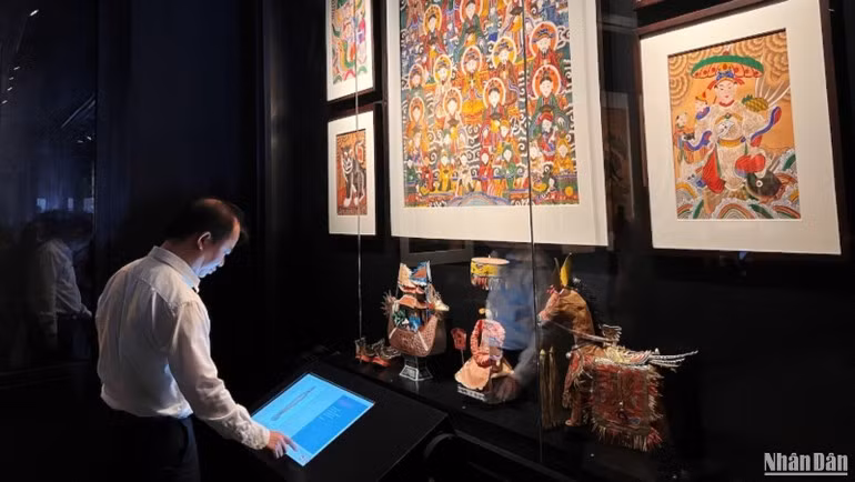 A visitor explores works on display at the space 