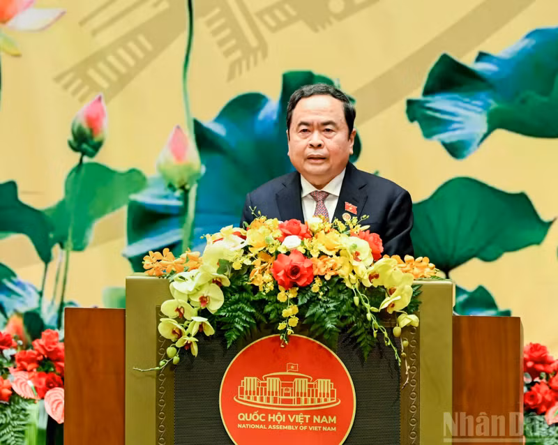 NA Chairman Tran Thanh Man speaks at the ceremony. (Photo: NDO)