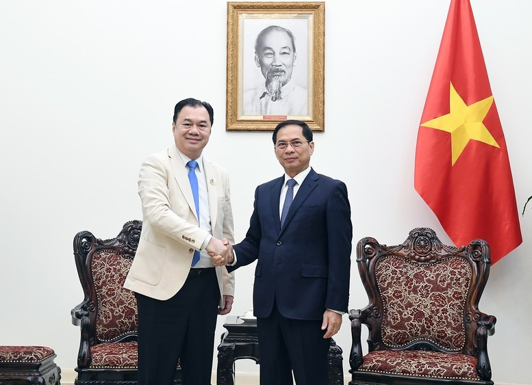 Deputy Prime Minister Bui Thanh Son receives Kounlaphanh Vongnathy, Vice President of Phongsupthavy Group, in Hanoi on December 12, 2025. (Photo: VNA)