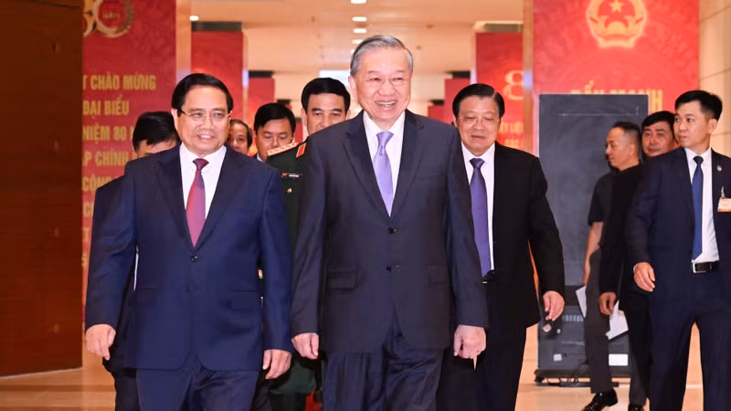 Party General Secretary To Lam, Prime Minister Pham Minh Chinh, and other delegates attend the ceremony