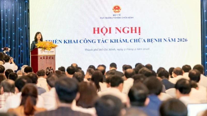 Minister of Health Dao Hong Lan speaks at the conference.