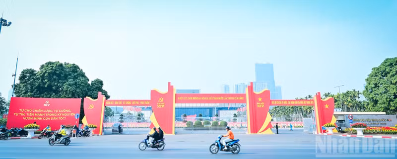 A ceremonial gateway has been designed in a dignified manner at the National Convention Center.