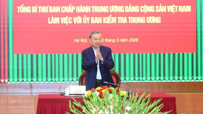 Party General Secretary To Lam speaks at the working session with the Party Central Committee’s Inspection Commission on March 5. (Photo: Nhan Dan)