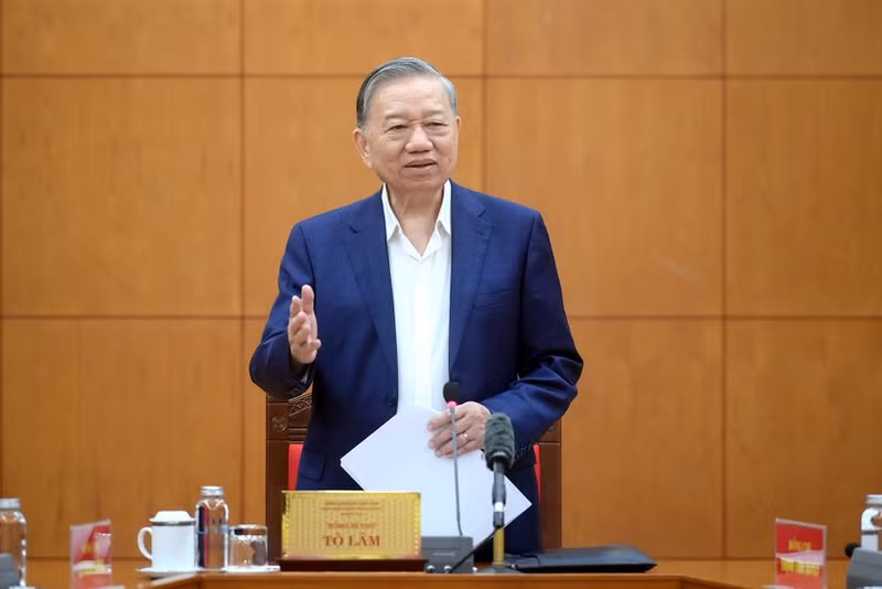 Party General Secretary To Lam speaks at the working session with the Party Central Committee's Commission for Organisation in Ha Noi on March 5. (Photo: VNA)