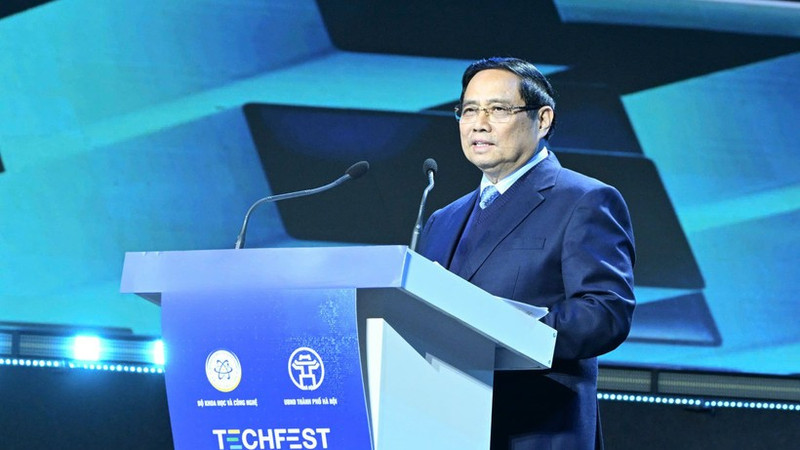 Prime Minister Pham Minh Chinh delivers a speech at TechFest Vietnam 2025. Photo: NDO