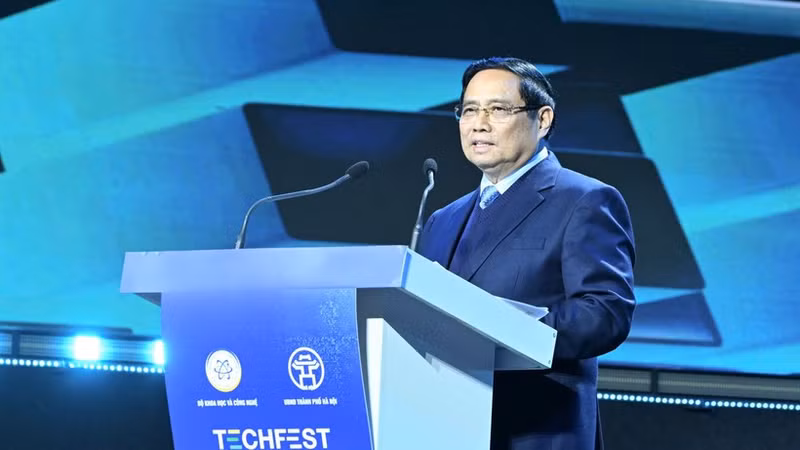 Prime Minister Pham Minh Chinh delivers a speech at TechFest Vietnam 2025. Photo: NDO