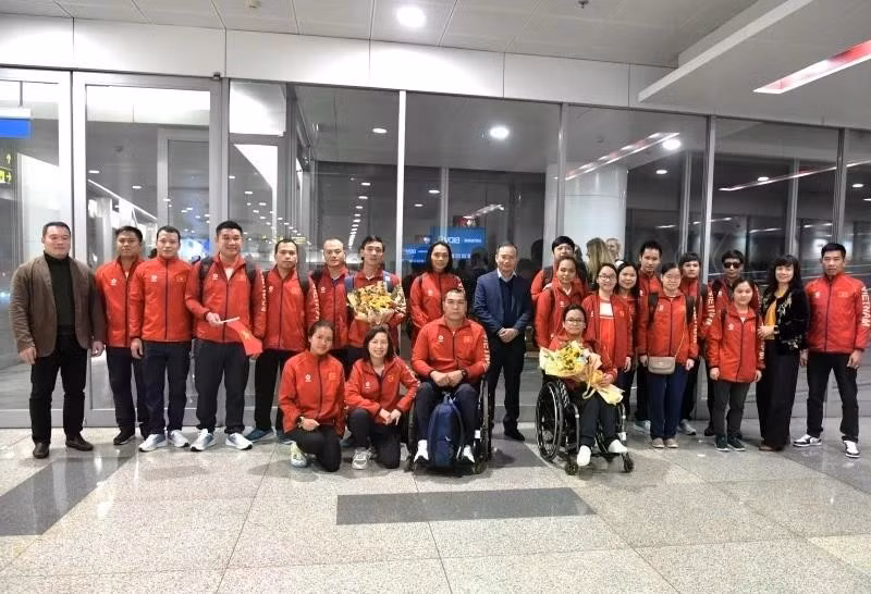 Vietnamese para sports athletes are welcomed back home on late January 27. (Photo: Sports Authority of Viet Nam)
