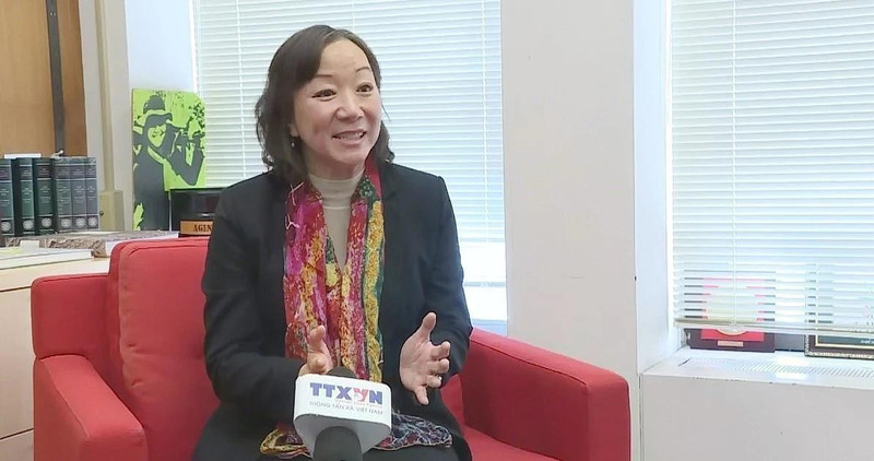 Professor Nguyen Thi Lien Hang, Director of the Weatherhead East Asian Institute at Columbia University in the US, speaks to a Viet Nam News Agency correspondent in New York. (Photo: VNA)