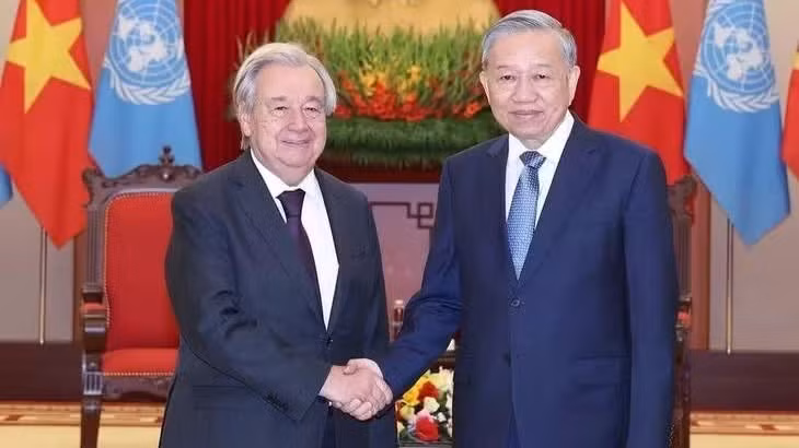 General Secretary and State President To Lam received António Guterres, Secretary-General of the United Nations, on an official visit to Viet Nam and to attend the opening ceremony for the signing of the United Nations Convention against Cybercrime (Ha Noi Convention) on 25 October 2025 – Photo: VNA