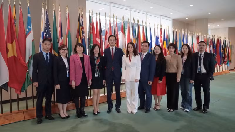 The Viet Nam delegation attends the vote. (Photo: VNA)