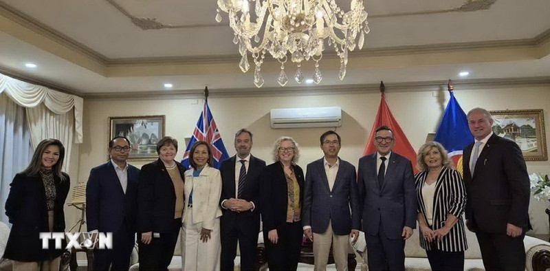 Vietnamese Ambassador to Australia Pham Hung Tam (fourth from right) and Sharon Claydon, Deputy Speaker of the Australian House of Representatives (fifth from right), together with the core members of the Australia-Viet Nam Friendship Parliamentarians’ Group. (Photo: VNA).