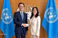 Ambassador Do Hung Viet, Permanent Representative of Viet Nam to the United Nations (UN), meets with Annalena Baerbock, President of the 80th session of the UN General Assembly (UNGA). (Photo: VNA)