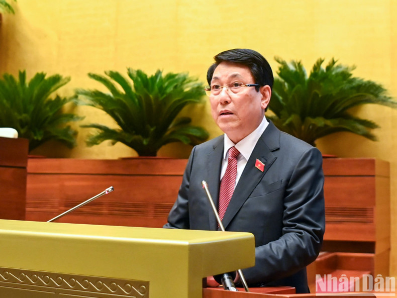President Luong Cuong speaks after the swearing-in ceremony. President Luong Cuong speaks after the swearing-in ceremony.