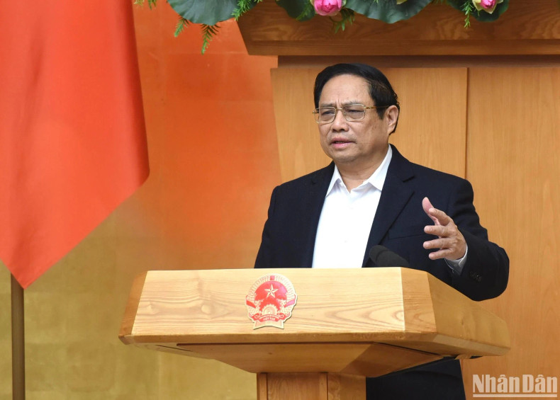Prime Minister Pham Minh Chinh speaks at the meeting. Prime Minister Pham Minh Chinh speaks at the meeting.