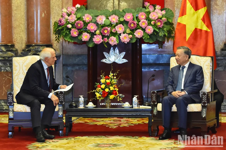 President To Lam receives EC’s Vice President Josep Borell Fontelles.