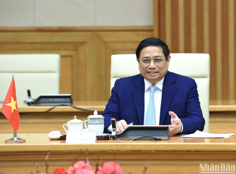 Prime Minister Pham Minh Chinh speaking at the meeting with German President Frank-Walter Steinmeier. Prime Minister Pham Minh Chinh speaking at the meeting with German President Frank-Walter Steinmeier.