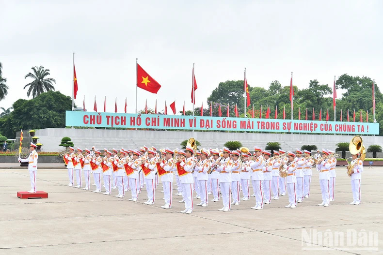 The Military Band performs at the ceremony on Ba Dinh Square.
