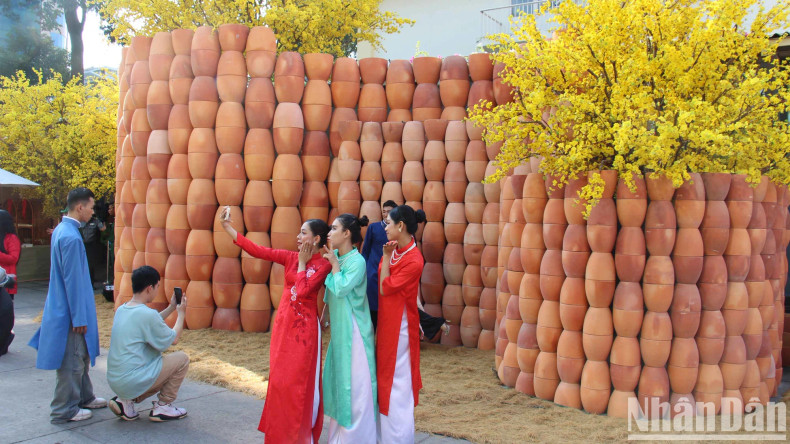 Colourful ao dai appears on every street corner around the Ong Do Street area.