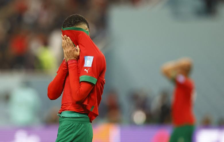 Morocco's Youssef En-Nesyri looks dejected after the match. (Photo: REUTERS) Morocco's Youssef En-Nesyri looks dejected after the match. (Photo: REUTERS)