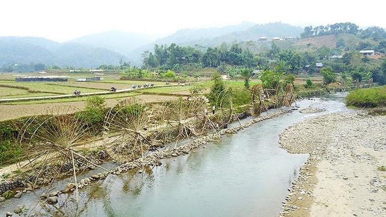 Giant waterwheels running in Na Khuong Village, Ban Bo commune, Tam Duong district, Lai Chau province
