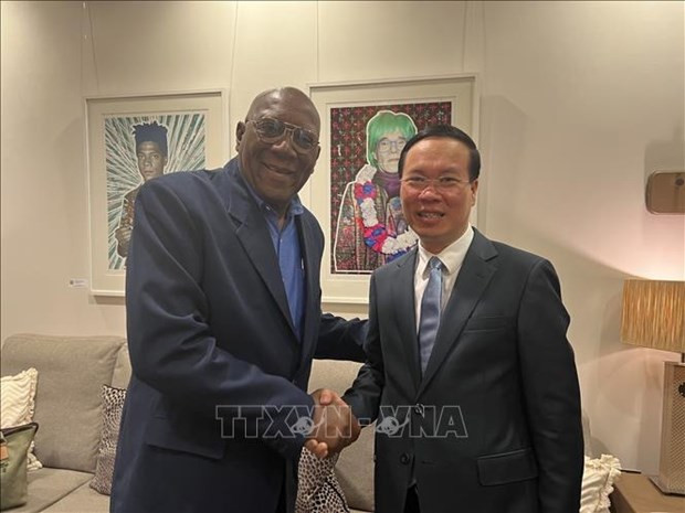 State President Vo Van Thuong (R) and Vice President of Cuba Salvador Valdés Mesa. (Photo: VNA)