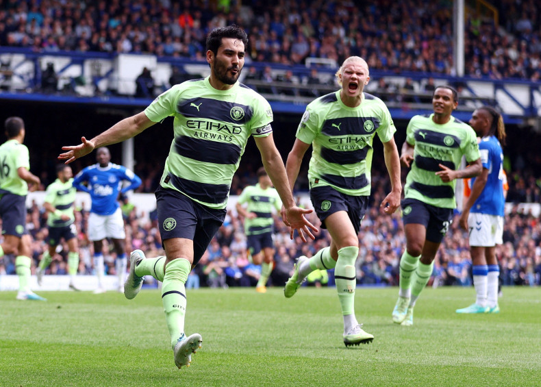 Manchester City's Ilkay Gundogan celebrates scoring their first goal - Premier League - Everton v Manchester City - Goodison Park, Liverpool, Britain - May 14, 2023. (Photo: Reuters) Manchester City's Ilkay Gundogan celebrates scoring their first goal - Premier League - Everton v Manchester City - Goodison Park, Liverpool, Britain - May 14, 2023. (Photo: Reuters)