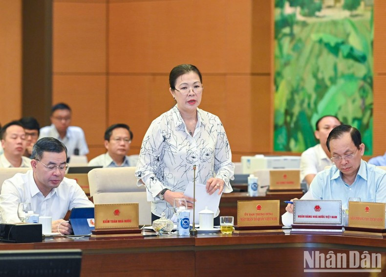 Vice Chairwoman of the Vietnam Fatherland Front Central Committee Truong Thi Ngoc Anh speaks at the session. Vice Chairwoman of the Vietnam Fatherland Front Central Committee Truong Thi Ngoc Anh speaks at the session.