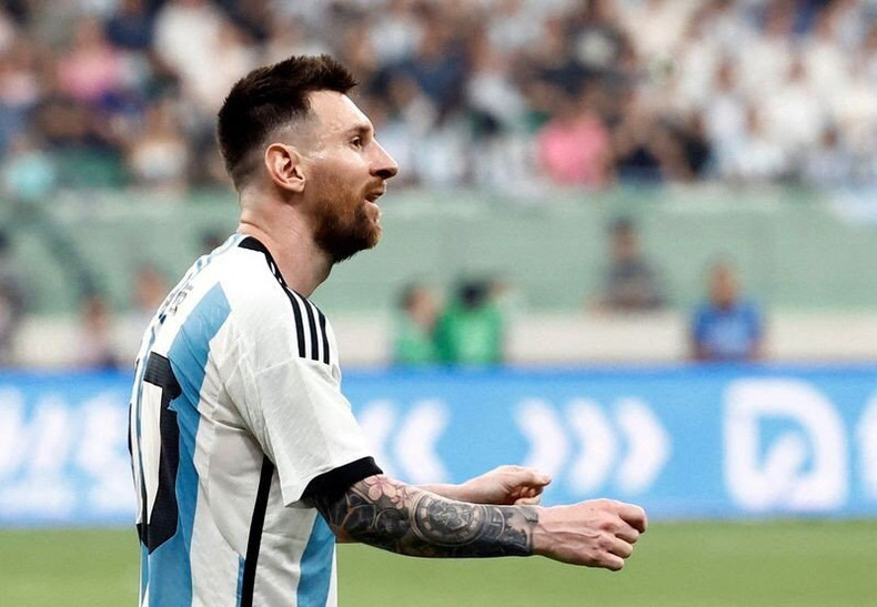 Argentina's Lionel Messi reacts - Friendly - Argentina v Australia - Workers' Stadium, Beijing, China - June 15, 2023. (Photo: Reuters) Argentina's Lionel Messi reacts - Friendly - Argentina v Australia - Workers' Stadium, Beijing, China - June 15, 2023. (Photo: Reuters)