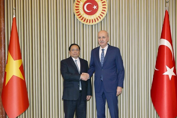 Prime Minister Pham Minh Chinh (L) and Speaker of the Grand National Assembly of Türkiye Numan Kurtulmus (Photo: VNA) Prime Minister Pham Minh Chinh (L) and Speaker of the Grand National Assembly of Türkiye Numan Kurtulmus (Photo: VNA)