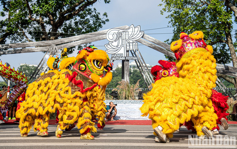 A colourful and elaborate lion dance is performed A colourful and elaborate lion dance is performed