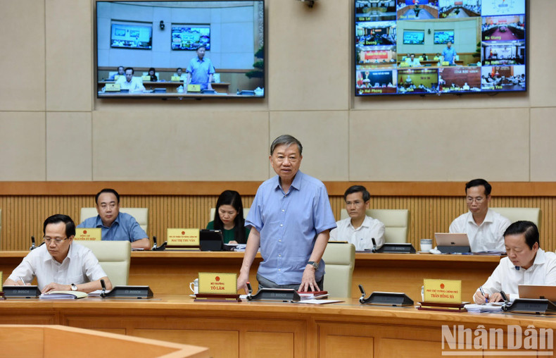 Minister of Public Security To Lam delivers a speech. Minister of Public Security To Lam delivers a speech.