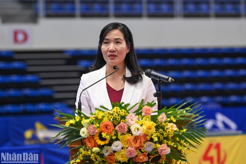 Vice Chairwoman of Quang Ninh Provincial People’s Committee Nguyen Thi Hanh speaks at the event