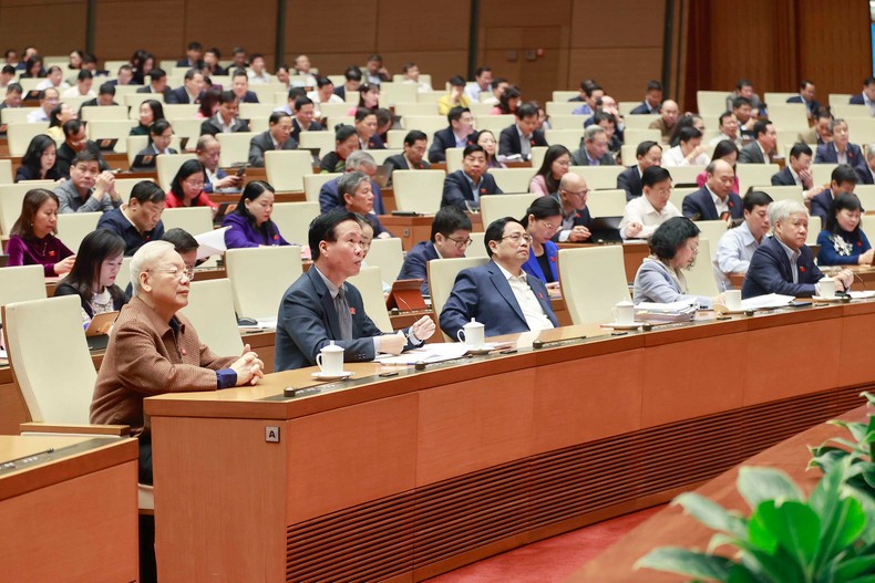 General Secretary Nguyen Phu Trong and delegates at the meeting. (Photo: VNA)