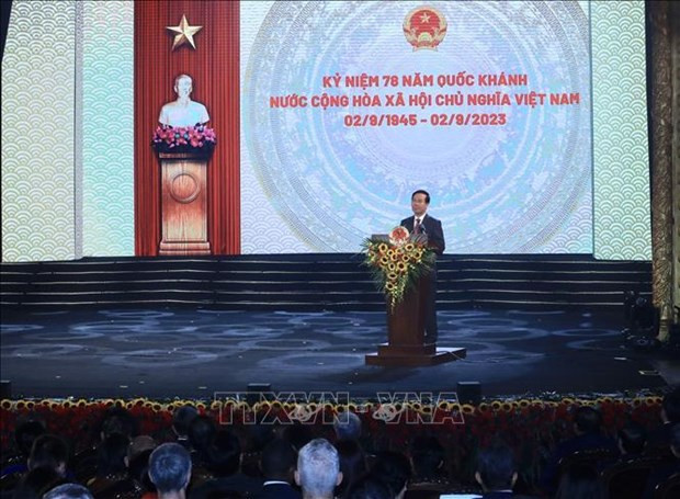 President Vo Van Thuong speaks at the ceremony. (Photo: VNA)