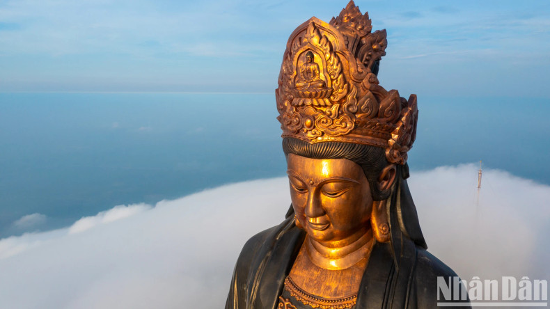 The statue is hidden in the cloudy season of Tay Ninh.