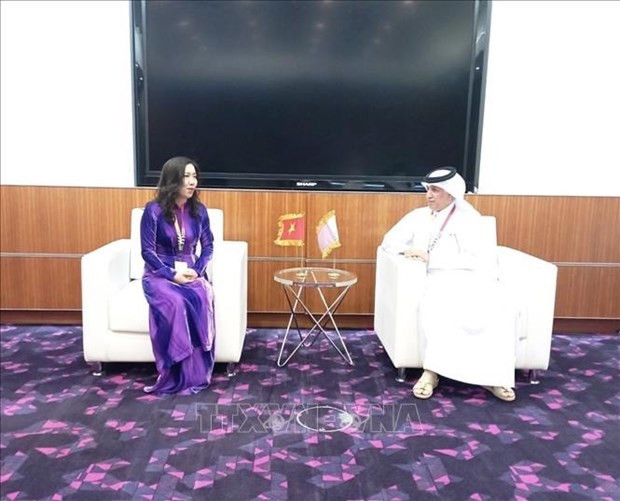 Deputy Foreign Minister Le Thi Thu Hang holds talks with Qatar's Minister of State for Foreign Affairs Soltan bin Saad al-Muraikhi (Photo: VNA)