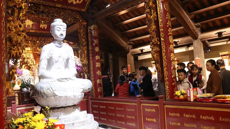 The stone statue of Amitabha Buddha — a national treasure at Phat Tich Pagoda. The stone statue of Amitabha Buddha — a national treasure at Phat Tich Pagoda.