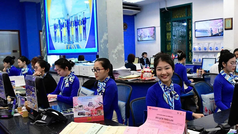 Sales and consulting point for tourism products and services at the headquarters of Vietravel Tourism Company, No. 190 Pasteur Street, Vo Thi Sau Ward, District 3, Ho Chi Minh City.